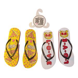 Women’s Flip-Flops Size 5/6 Graphic Designs Lot of 2 Harajuku Lovers
